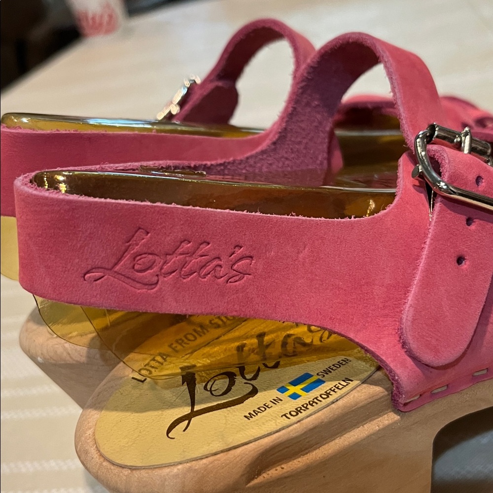 Lotta From Stockholm Pink Leather and Wood Sandals size 40 (9 US) - Picture 4 of 9